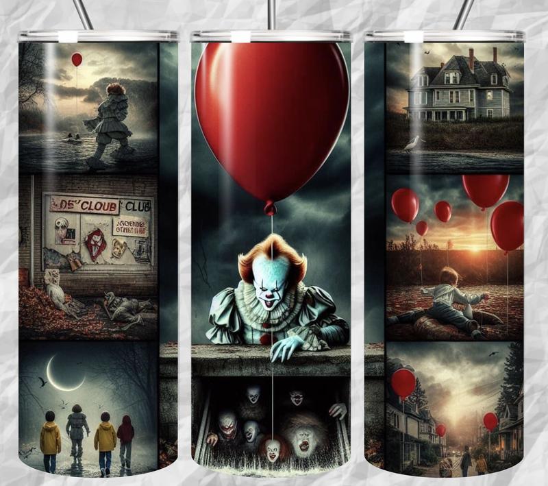 20oz pennywise horror tumbler with straw