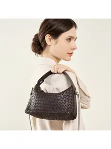 2026 new niche leather woven dumpling bag sheepskin chain messenger bag women's pillow bag hand bag