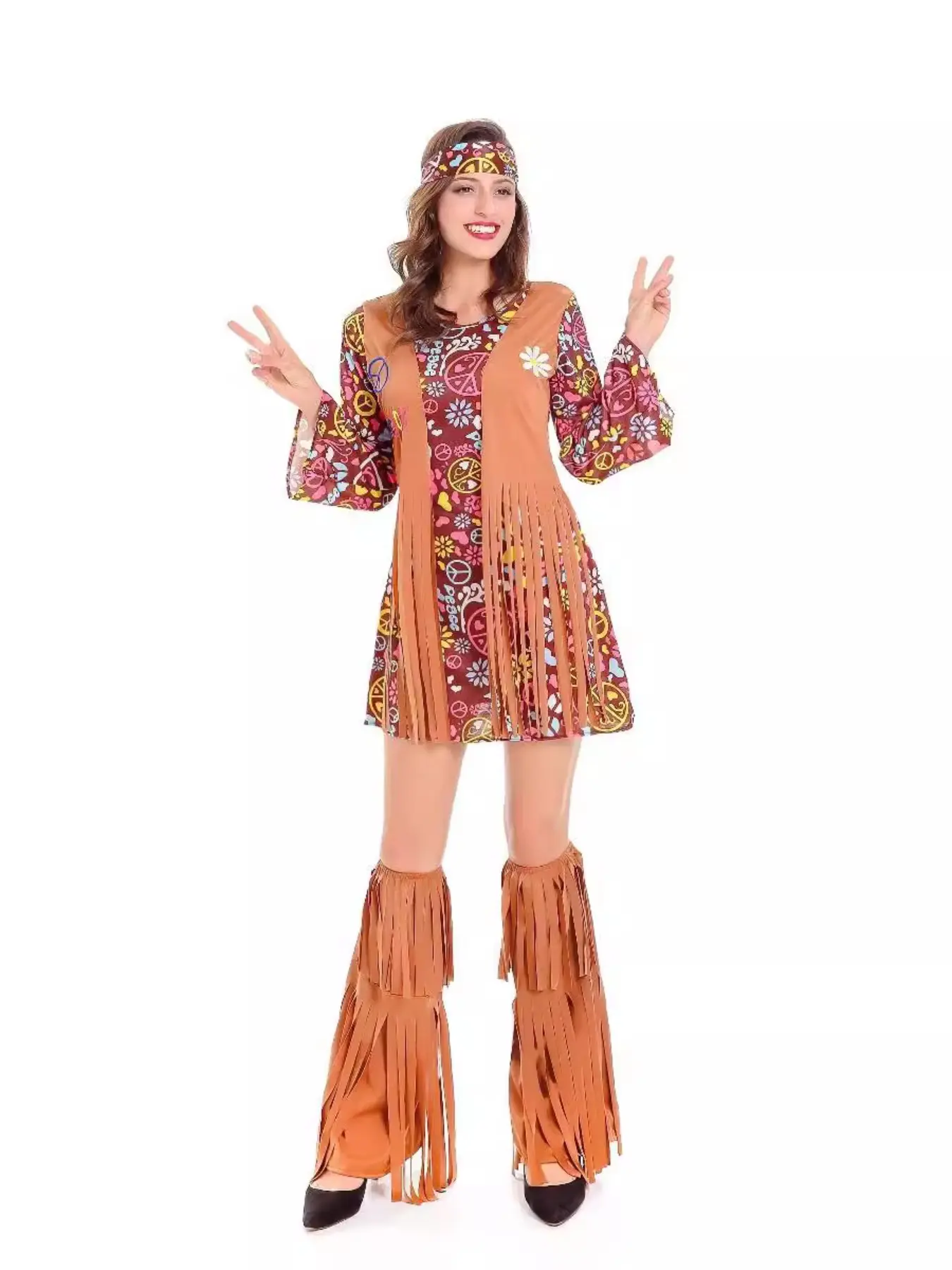Women's Fringe Hippie Costume, Vintage Hippy Party Performance, Halloween  Arabic Dress, Long Length, Slim-Fitting, All Seasons - TikTok Shop