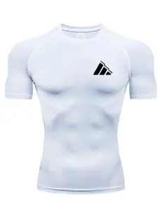 Men's Compression Fitness Shirt, 3D Muscle Support Moisture-Wicking Sports Top, Geometric Pattern Breathable High Elasticity Tee