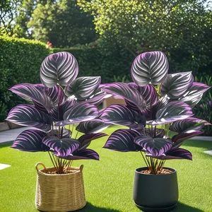 2-Pack Large Mixed High-End Artificial Greenery Set, Violet Palm Plant for Home Office Decor, Low Maintenance, All Seasons, Durable