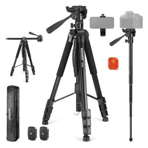 NEEWER TP05 74.4" Video Tripod Monopod, Convertible Camera Tripod, 360° Pan & Tilt, Adjustable Height Aluminum Tripod for DSLR, Camcorder, Live Streaming