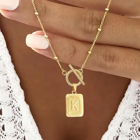 Letter K Pendant Necklace for Women, Alphabet Necklace, Stainless Steel Jewelry for Party, Daily Clothing Decor, Trendy All-match & Exquisite Jewelry for Birthday Gift, Stainless Steel Necklaces, Initial Letter Necklace, Modern Versatile Accessories