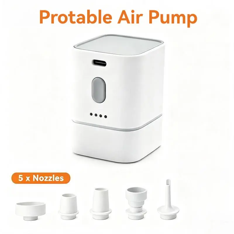 Portable Mini Air Pump for Air Mattress & Pool Floats, Fast Inflate & Deflate Camping,Margrb Portable Compact 1200mAh Mini Air Pump - Fast Inflate & Deflate for Inflating Bed, Pool Floats, Outdoor Camping Supplies, Home Supply, Hiking