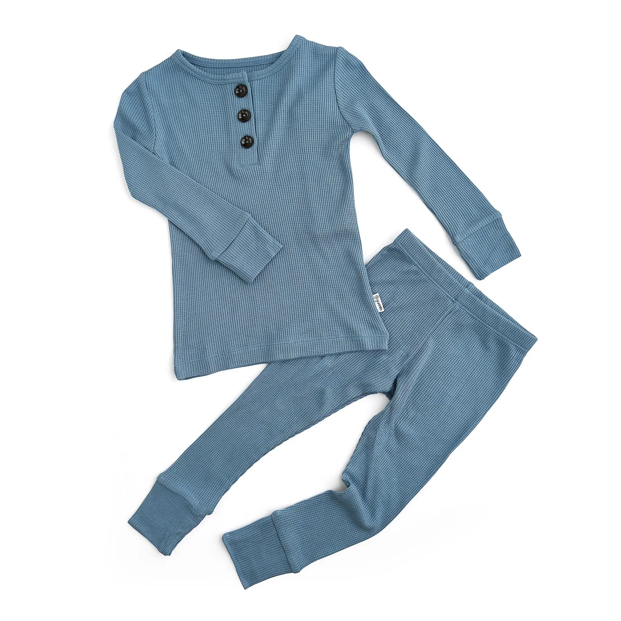 Slate Two Piece Waffle Bamboo Kids Clothes Softest Gigi and Max