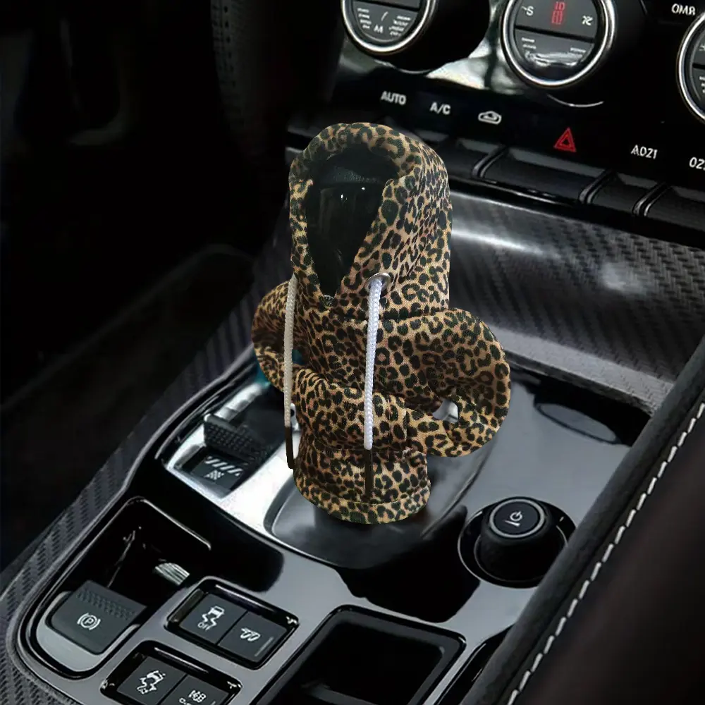 Universal Car Gear Shift Cover Automatic Shift Knob Leopard Print Style, Interior Decoration for Cars, Small Sweatshirt Design, 1pc Automotive Accessory, Car Accessories