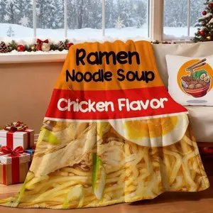 Sofevaim Ramen Noodle Blanket for Boys and Girls, Funny Food Flannel Blanket for Birthday Ramen Gifts for Ramen Lovers 50x60 Inches