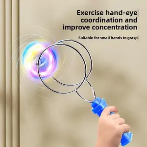 LED Rainbow Color Changing Magnetic Spinning Top Toy – Hand-Crank Powered, Multiplayer Battle, Stress Relief & Wrist Strength Training Fidget Toy for Adults Kids