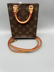 Pre-owned Louis Vuitton Coated Canvas Tote Bags Sac Plat Petite Monogram Canvas Tote Bag with Vachetta Handles and Strap
