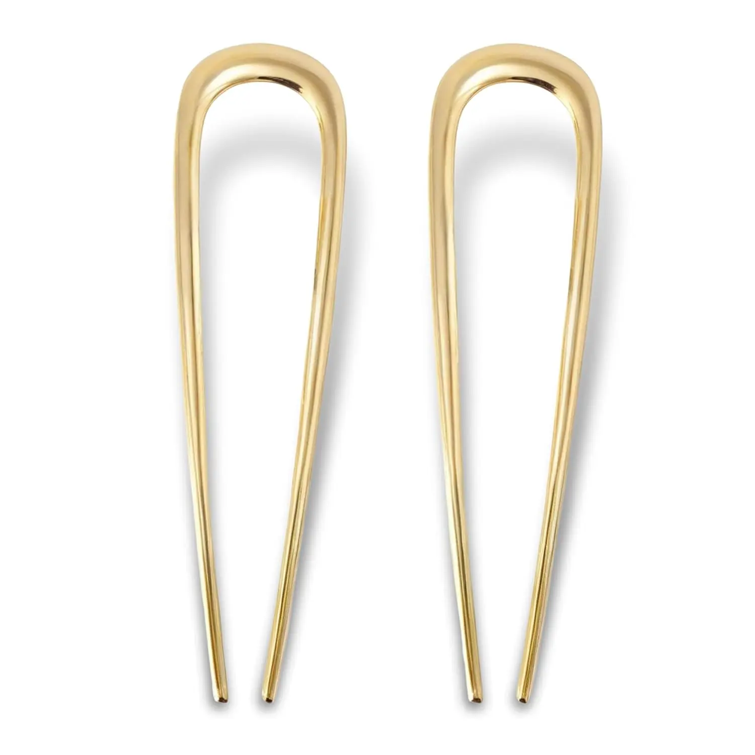 Hair Pins Gold U Shaped 2 Prong Hair Sticks Metal Chignon Pin for Women 2 Pack