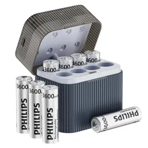 Philips AA Lithium Rechargeable Batteries 1.5V 3600mWh with Fast Smart Charger Box Phone Charging Portable