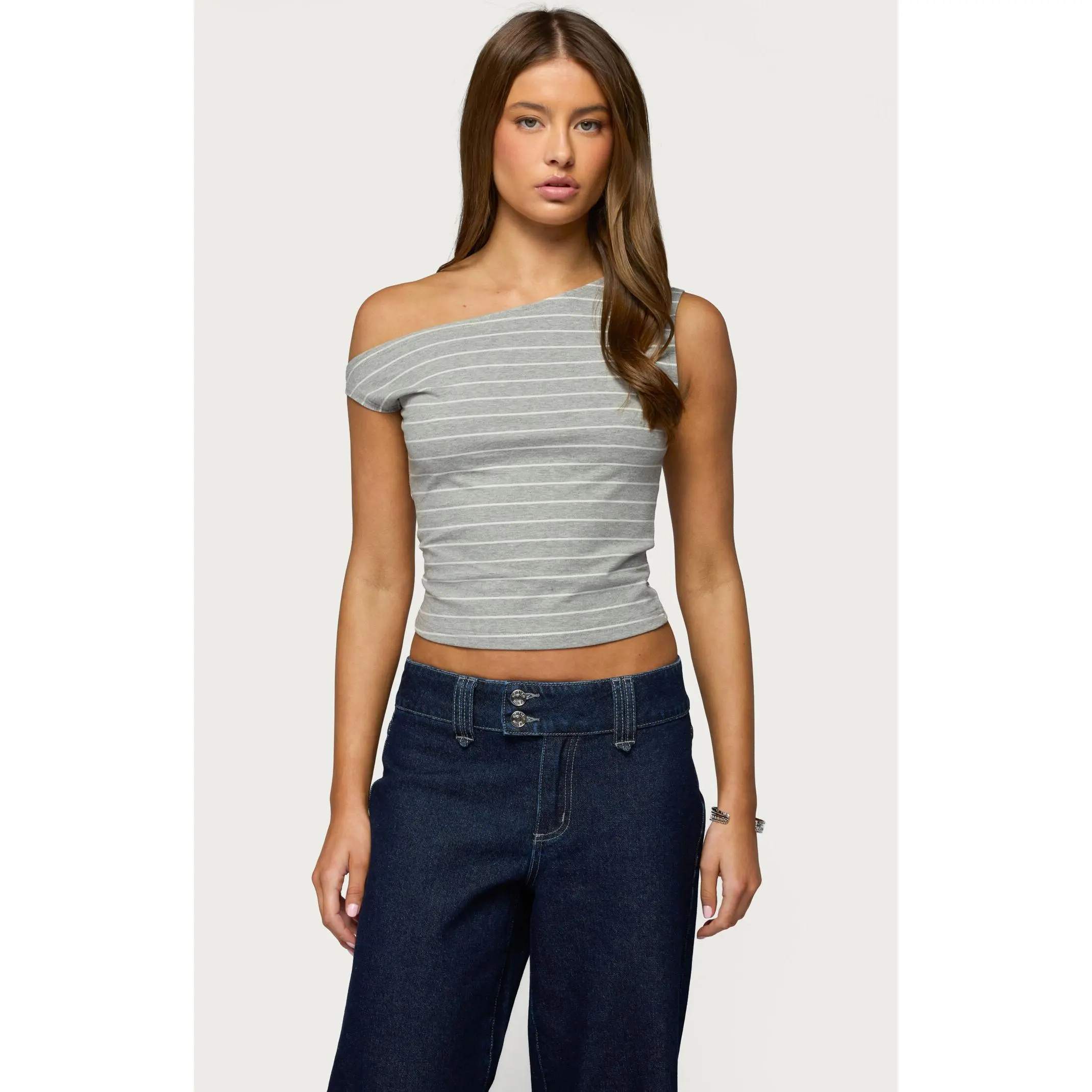 Edikted Women's Keryn Striped Asymmetric Top