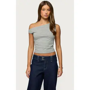 Edikted Women's Keryn Striped Asymmetric Top