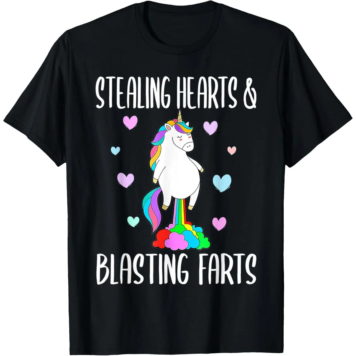 Stealing Hearts Blasting Farts Valentines Day Unicorn Funny T-Shirt