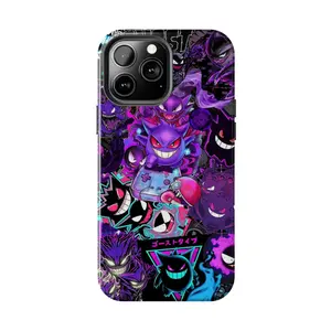 Pokemon Gengar Ghost Type Anime Case for iPhone 17-7 Pro Max Plus & Samsung Galaxy S25-S21 Ultra Plus - Dark Purple Poison Aesthetic Collage Phone Cover unisex