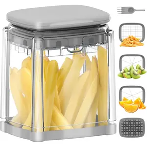 French Fry Cutter, Potato Onion Cutter, Professional Homestyle Vegetable Dicer, for Potatoes Carrots Cucumbers Zucchini Pepper (Fog Gray)