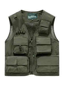 Men's Casual Lightweight Outdoor Fishing Work Vest, Multi-Pocket Design for African Exploration and Travel, Ideal for Photography and Outdoors