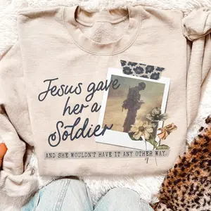 Vintage Jesus Gave Her A Solider Canvas Style Cotton Shirt, Army Wife Tee, Jesus Apparel, Mother's Day Gift