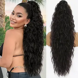 VOSILK 30inch Black Ponytail Extension, Long Curly Ponytail Clip in Claw Hair Extension Natural Looking Synthetic Hairpiece for Women
