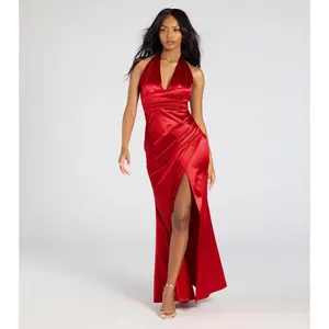 Joanne Halter Slit Mermaid Satin Formal Dress