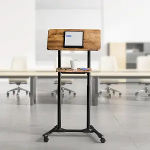 ETHU Lecterns & Podiums Mobile Laptop Desk with Adjustable Height, Tilt Angle, and Storage Tray - Rolling Stand Up Workstation Sit Stand Laptop Cart for Home Office or Classroom - Max Capacity 44.1lb