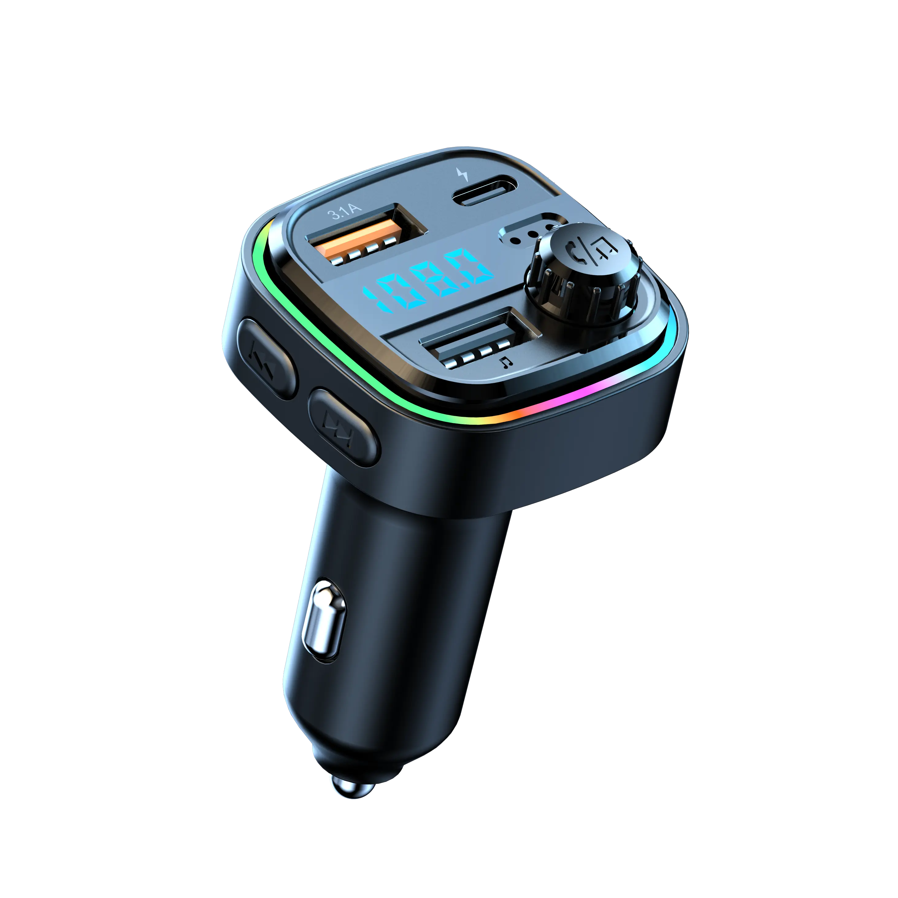 Diawicyar Bluetooth FM Transmitter MP3 Player with RGB Lights, 20W PD/QC Fast Charging Solution, Carcharger & Cell Phone Charger Compatible with iPhone 15/16/17 & Samsung S24