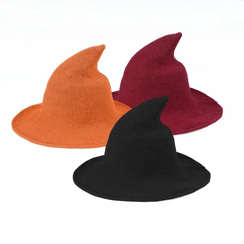 1pc Women's Witch Kinitted-Wool Hats-Portable Stordge Design for Halloween Party Masquerade Cosplay Costume Accessory and Daily