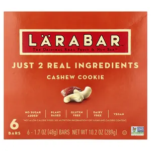 Larabar Real Fruit & Nut Bar, Cashew Cookie, 6 Bars, 1.7 oz (48 g) Each