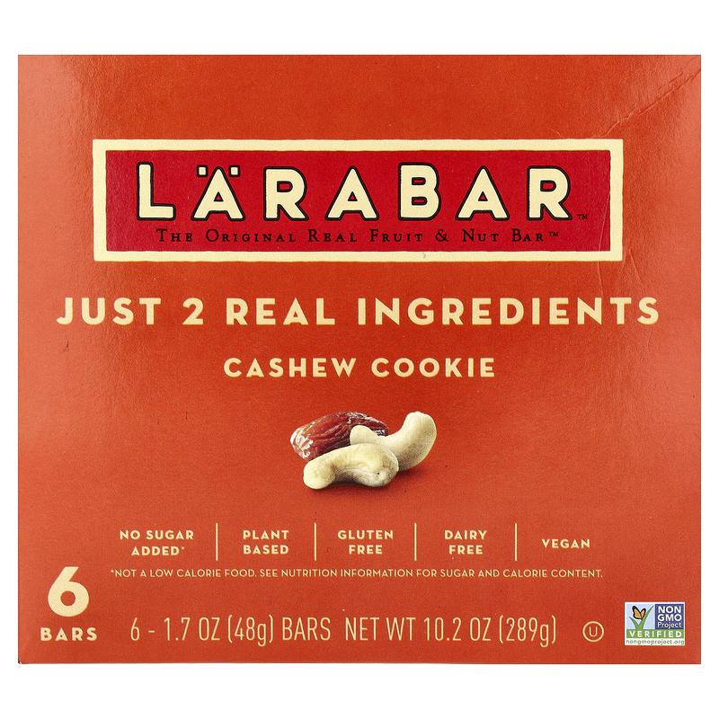Larabar Real Fruit & Nut Bar, Cashew Cookie, 6 Bars, 1.7 oz (48 g) Each