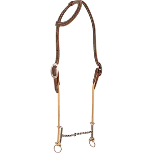Classic Equine Loomis Draw Gag Twisted Snaffle Bit on Chocolate Slip Ear Headstall