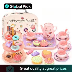tea party play set, kitchen pretend play toy with desserts & tea ware, toys gift, back to school, montessori toys, tea set toys for kids, toys for girls, fidget toys