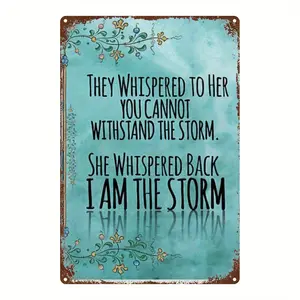 Sign with a Blue Background Featuring Floral Decorations And Inspirational Quotes, Vibrant Colors, Easy to Hang for Bedroom And Home Theater Decor Vintage Metal Sign Rustic Design