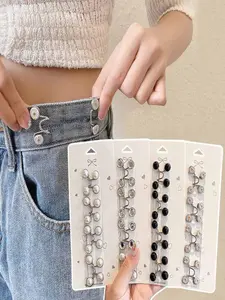 4pcs/8pcs Seamless Jeans Waist Belt Tightener, Adjustable Metal Button Hook, Durable Clip Design, Versatile Style for Women's Pants, Adjustable Buttons