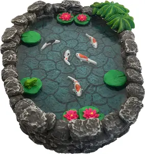 GlitZGlam KOI Miniature Pond for a Fairy Garden. A Miniature Pond for a Miniature Fairy Garden and Enchanted Garden Accessories