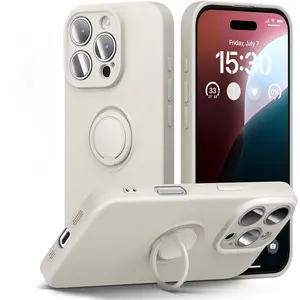 Phone cases for iPhone 17Pro Max 16 15 14 13 12 11 Pro Max Plus Case with Ring Stand [360° Rotatable Ring Holder Magnetic Kickstand] Liquid Silicone Slim Design Support Magnetic Car Mount Phone Cover for iPhone 17 Pro Max