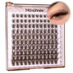 Mavphnee Brown Lash Clusters Dark Brown Eyelash Extensions Natural Lash Extensions Fairy Cluster Eyelash Extensions Wispy D-Curly Individual Eyelashes Clusters 10-18MM 120Pcs Soft Cluster Lashes