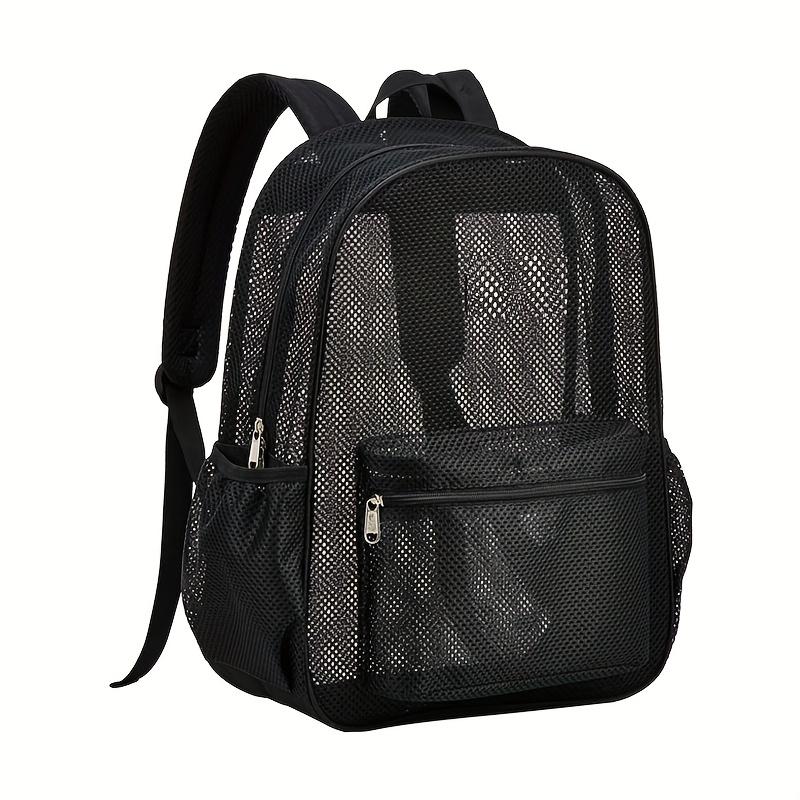 1pc Large Capacity Mesh Backpack - Durable Double-Shoulder Travel Bag with High Load-Bearing, Breathable Design, Simple Beach Bag for Outdoor Adventures and Daily Commute