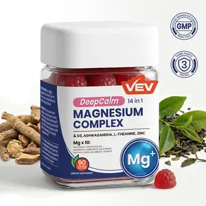 VEV DeepCalm Magnesium Complex Gummies - Ashwagandha, L-Theanine, D3 & Zinc, Vegan, Non-GMO, 90 Count