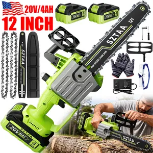 12-inch cordless electric chain saw, equipped with 2 batteries, is a portable handheld small woodworking chain saw that can be used for pruning, gardening and camping - suitable for middle-aged people and men - and is an excellent gift for festivals.
