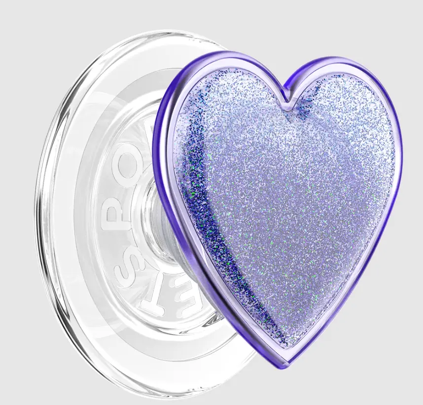 PopSockets MagSafe Compatible PopGrip - Tidepool Heart Lavender Squishy Design, Magnetic Phone Mount, Integrated Stand, Cellphone Holder, Electronics Accessory