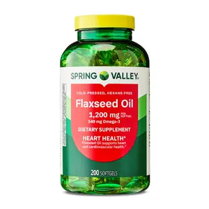 Spring Valley Flaxseed Oil Softgels – 1200 mg, 200 Count – Omega‑3 ALA Supplement for Heart Health