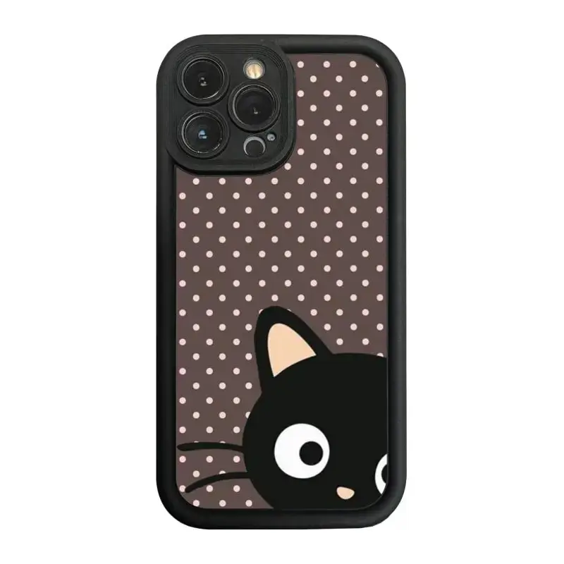 Kawaii Chococat Pattern Dual-Layer Phone Case for iPhone18 17 E Air 16 15 14 Pro Max Plus 13 12 Mini 11 X XS XR Series Devices, Soft-Touch Silicone TPU Casing, Shockproof, Drop-Proof, Rubberized Grip, Responsive Buttons, Camera Cover Protector