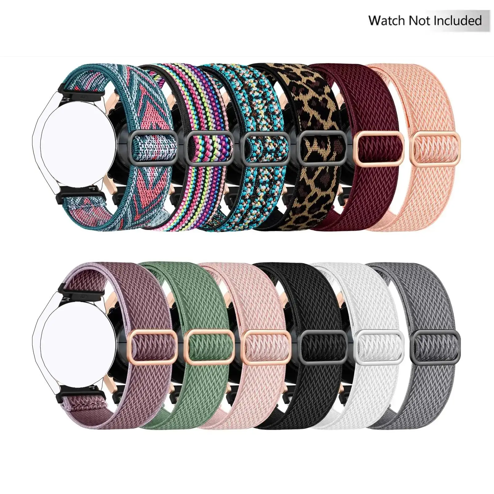 Stretchy Watch Bands Compatible with Galaxy Watch 6/5/4 40mm 44mm (12pcs), Galaxy Watch 5 Pro 45mm, 6 Classic 47mm 43mm, 4 Classic 46mm 42mm, Active 2