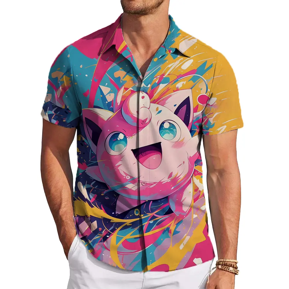 Jigglypuff Hawaiian Shirt – Sing your way into summer with this irresistibly cute. Perfect for anime lovers, beach vacations, and adding a playful pop of pink to your sunny wardrobe. Kawaii vibes, island style!
