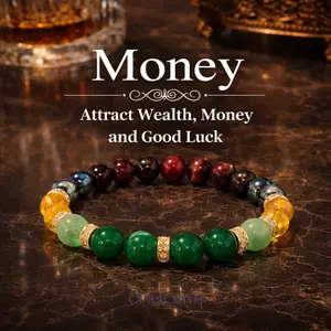 Money Manifestation & Attraction Bracelet – Wealth, Luck, Party Style, Anxiety Soothing | Tiger’s Eye Aventurine Green Agate Citrine Hematite Malachite Rutilated Quartz Apatite Amethyst Moonstone Gemstone Jewelry Gift for Unisex Turquoise Beaded
