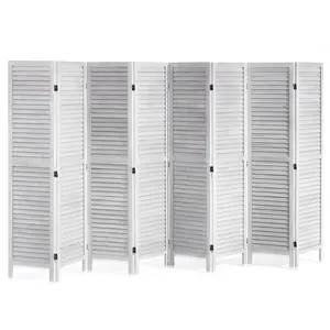 VEVOR Wood Room Divider, 8 Panel Wood Folding Privacy Screen, 66.9 Inches Tall Indoor Louvered Wooden Partition, Portable Decoration Screen, for Room Separation, Home, Office, Restaurant & Bedroom