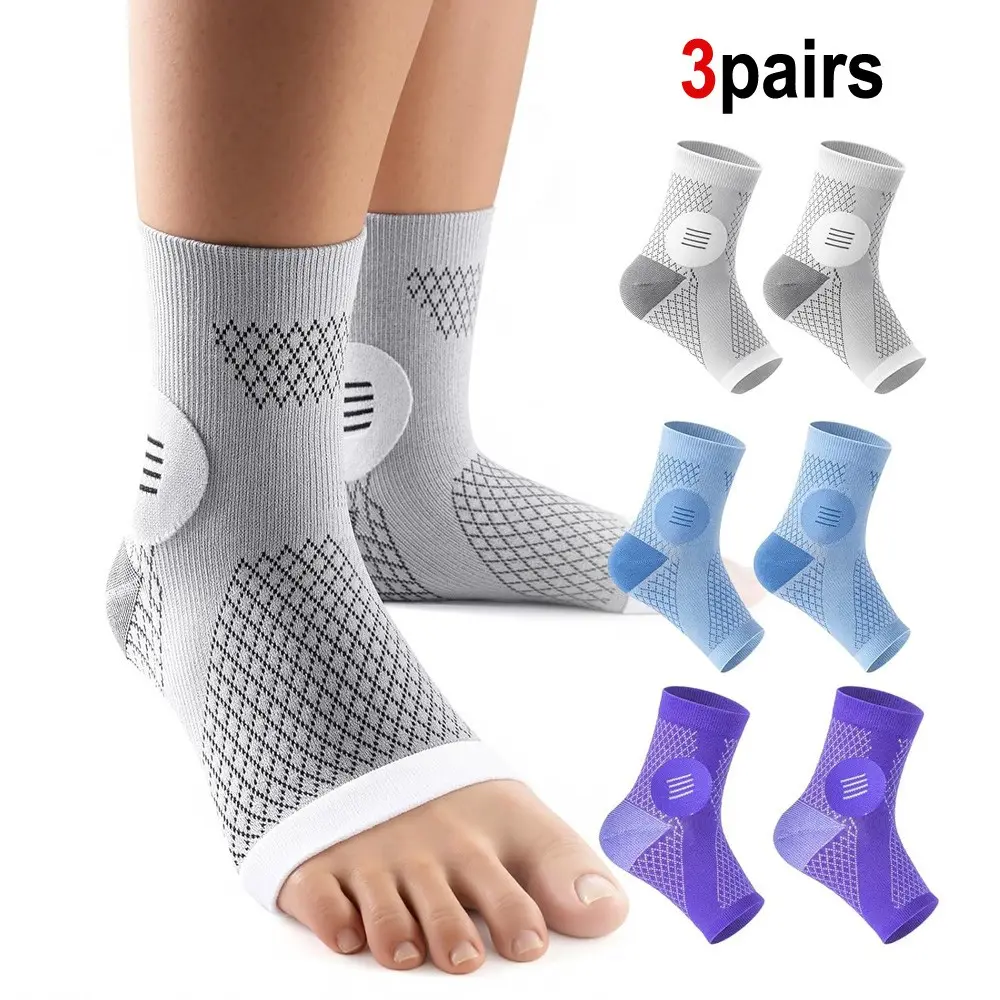 3 Pairs Neuropathy Socks for Women & Men, [Ultra Breathable] Plantar Fasciitis Socks for Achilles Tendonitis Relief, [20-30 mmHg Compression] Ankle Socks for Arch Support, Compression Athletic Socks, Sports Compression Socks