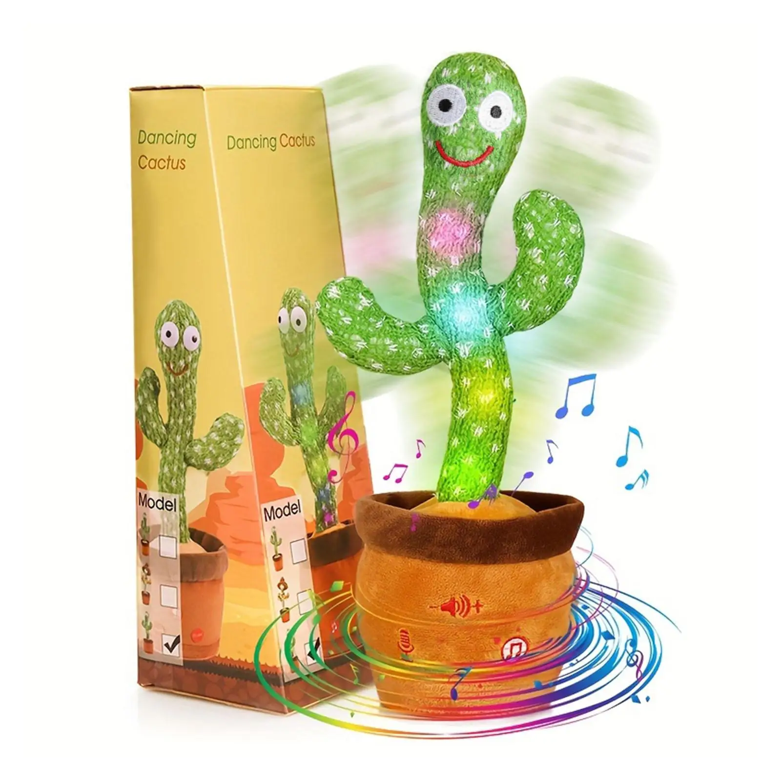 EMOIN Dancing Cactus Toys Three buttons Cactus Toys Repeats What You Say Toys Dancing Cactus Mimicking Toy with LED English Sing Adjustable volume