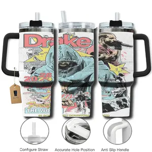 Elite Tumbler - Drake Iceman New Album 2026 V8 40oz Tumbler With Handle & Straw, Hiphop Retro Collage Cup, Drake Inspired Travel Tumbler, Vintage Music Drinkware, Rapper Star Fan Gift, Stainless Steel Coffee Mug, Gift for Music Lovers