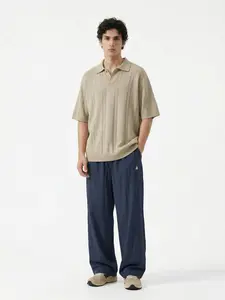 CAONAT Men’s Linen Drawstring Pants – Loose Fit Lightweight Summer Pants, Elastic Waist Casual Wide Leg Pants for Men, Breathable Comfortable Beach Trousers